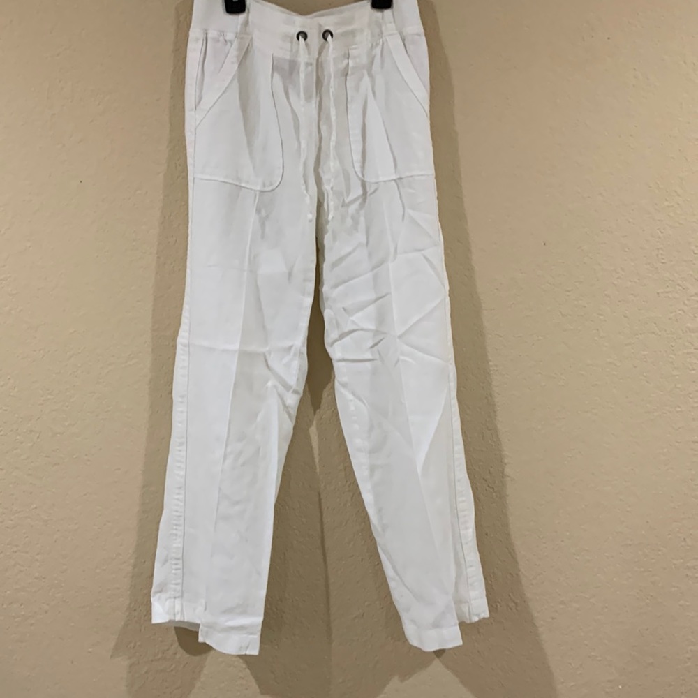 Athleta white linen pants